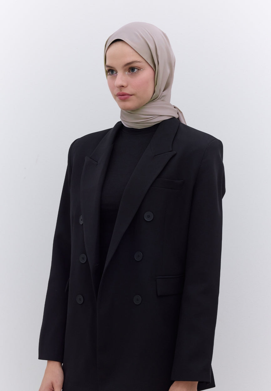 Qivola Premium Chiffon Scarf in Stone, front view