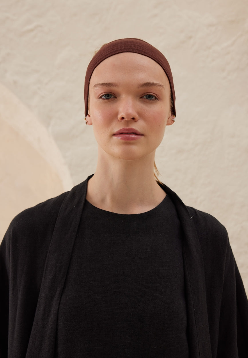 Brown Coffee Silicone Anti-Slip Bandana Brown side angle showing elegant silhouette