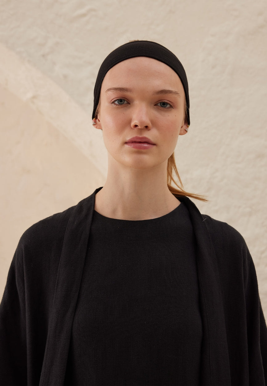 Front view of Black Silicone Anti-Slip Bandana, modest Scarf for weddings