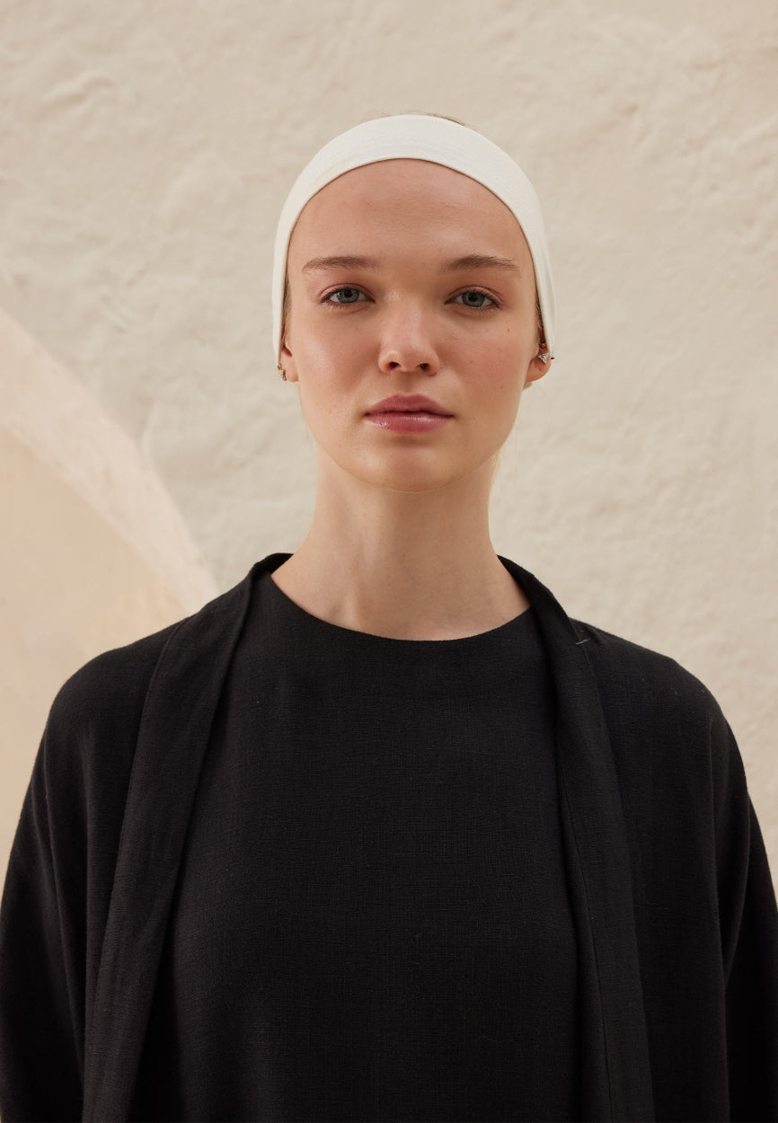 Ecru Silicone Anti-Slip Bandana side angle showing elegant silhouette