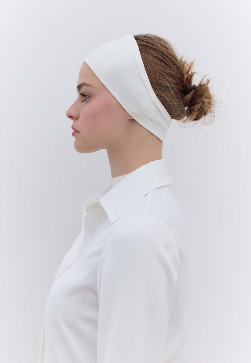White Silicone Bandana Off side angle showing elegant silhouette