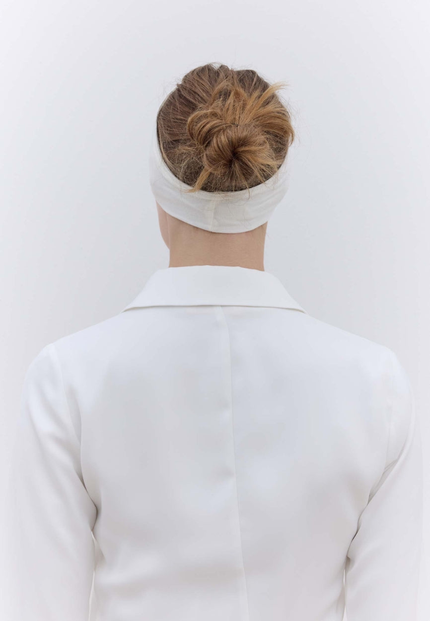 Back view of White Silicone Bandana Off displaying full coverage design