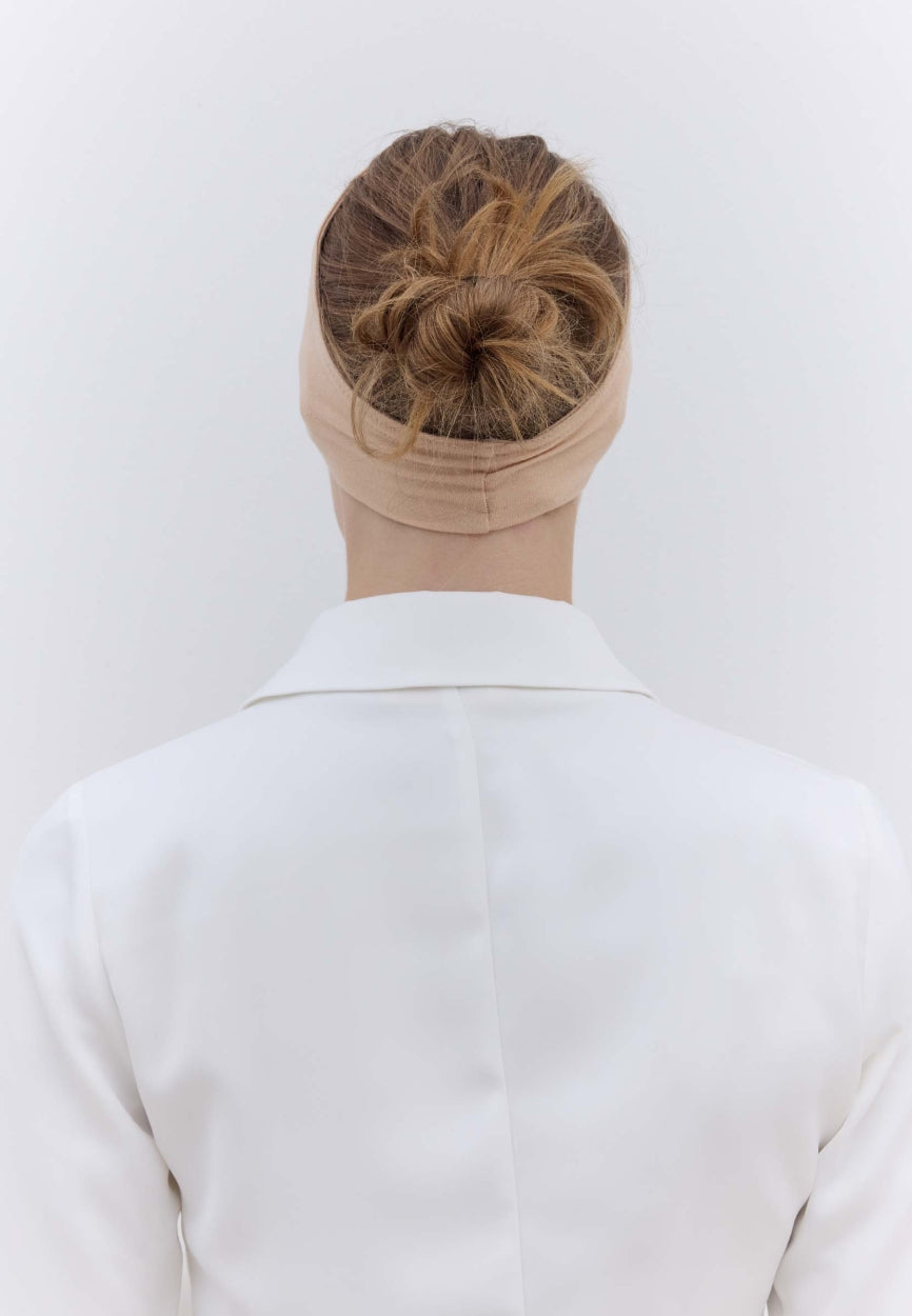 Back view of Nude Silicone Bandana displaying full coverage design