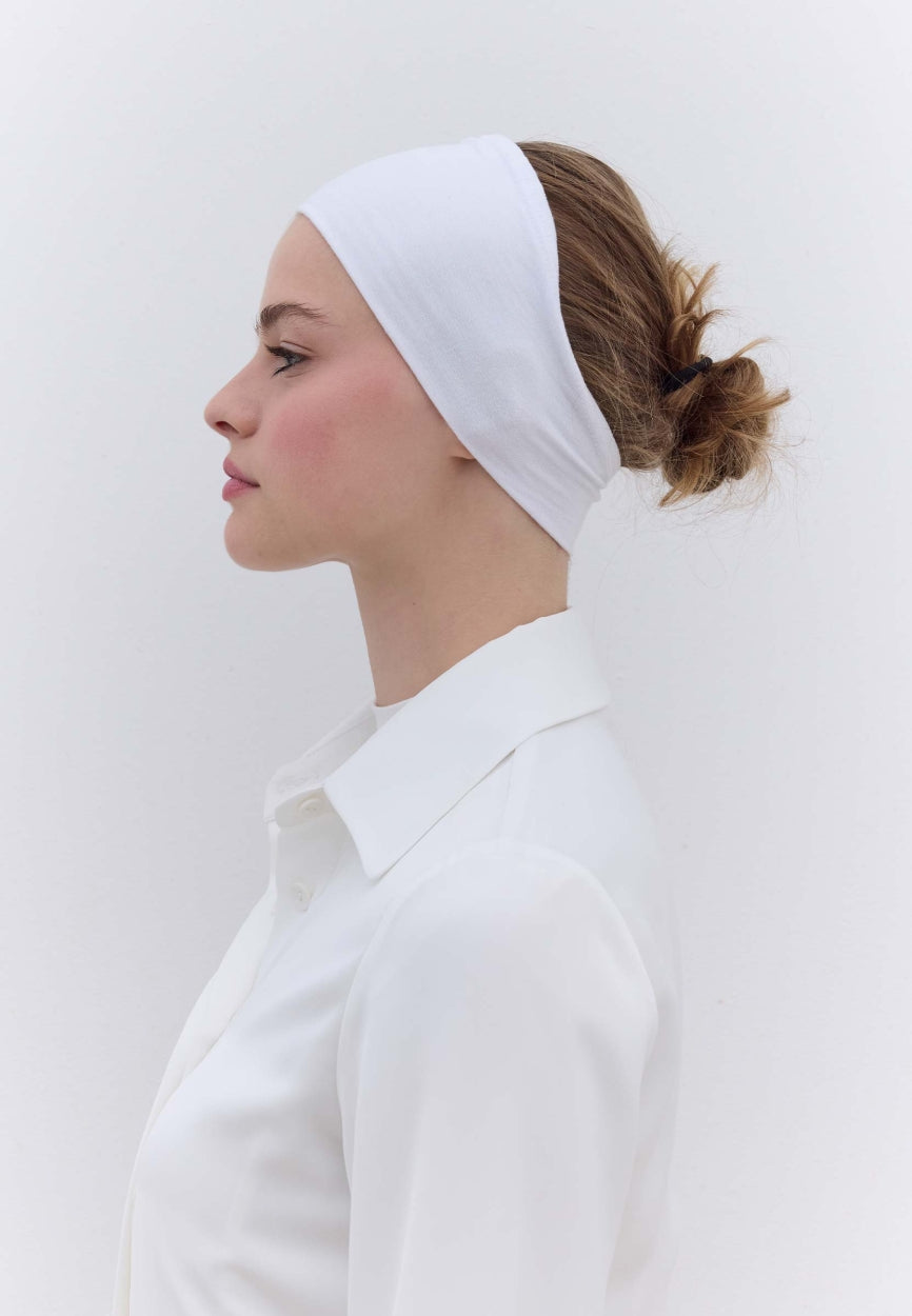 White Silicone Bandana side angle showing elegant silhouette