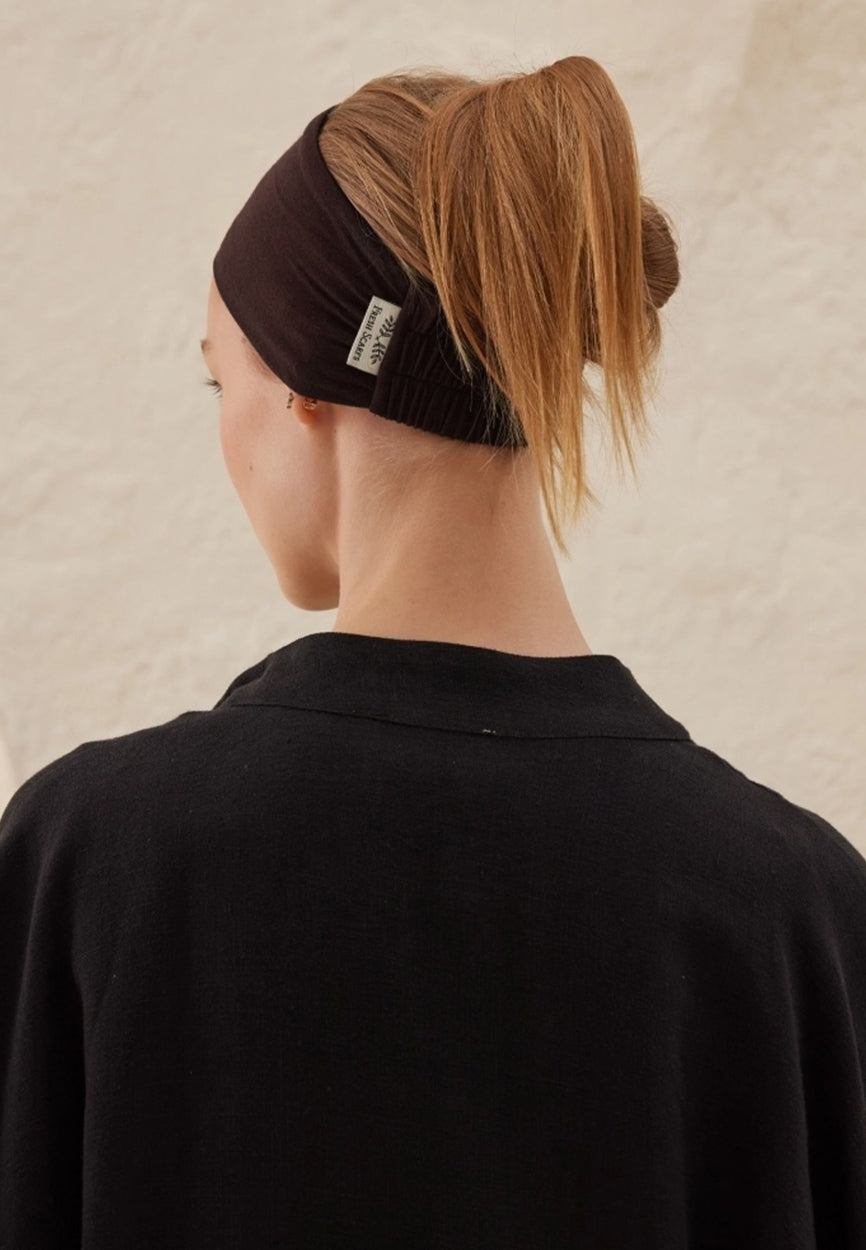Back view of Brown Coffee Silicone Non-Slip Bandana Bitter Coffee displaying full coverage design