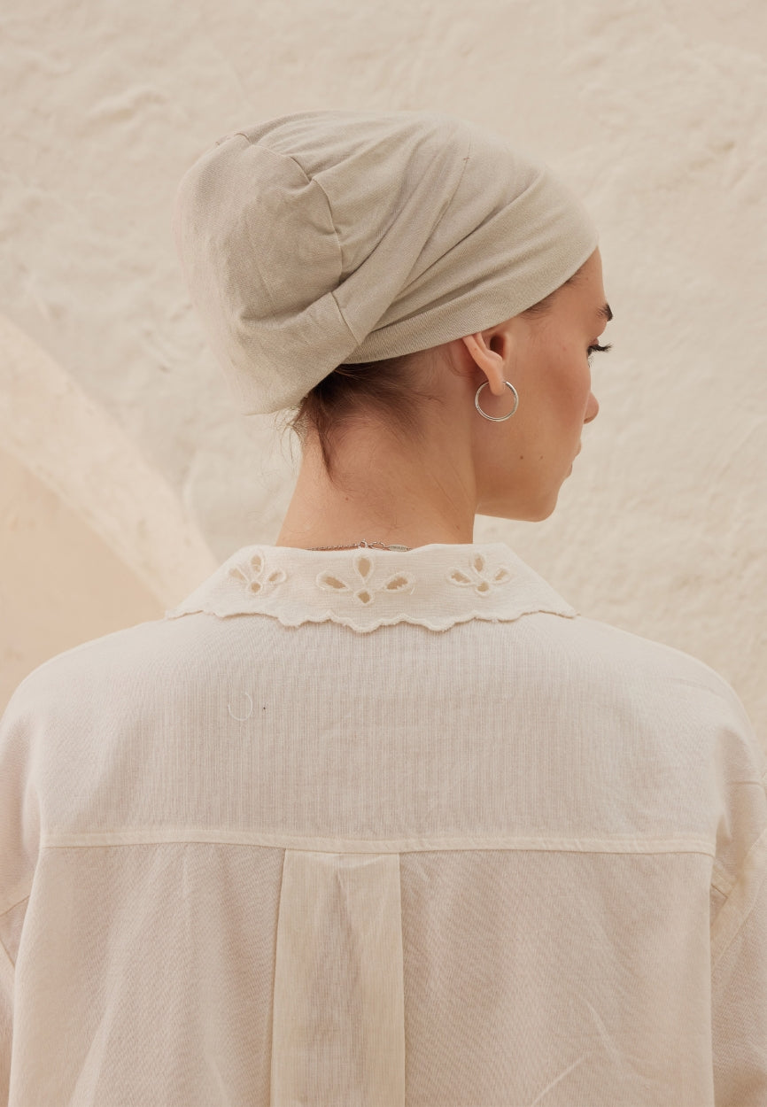 Back view of Stone Silicone Non-Slip Bonnet displaying full coverage design