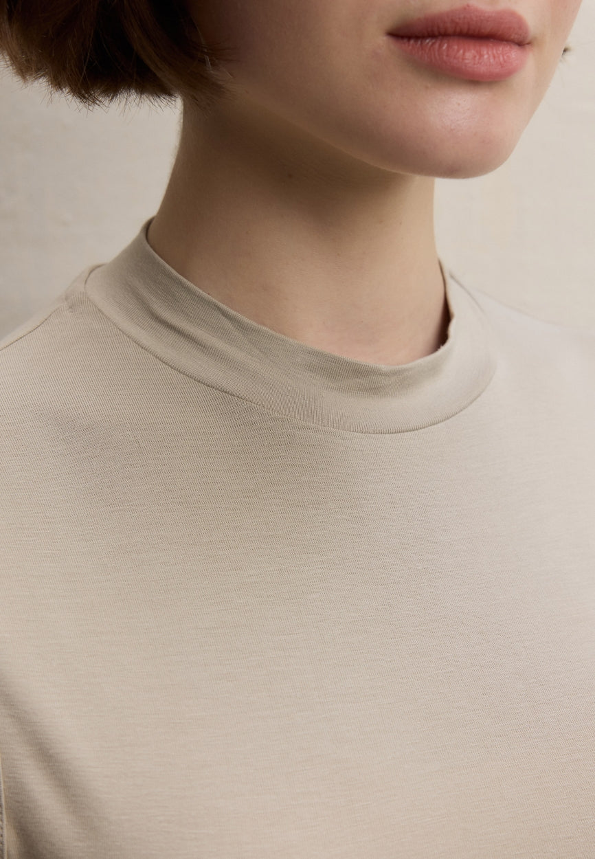 Qivola Sleeveless Bamboo Body Undershirt in Stone, side view